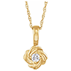 14k Yellow Gold 1/6 ct Diamond Solitaire Love Knot Necklace