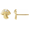 14k Yellow Gold .05 ct tw Diamond Mushroom Stud Earrings