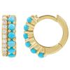 14k Yellow Gold Turquoise and 1/8 ct tw Diamond Huggie Hoop Earrings