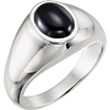 14k White Gold Men's 10mm Oval Black Onyx Ring