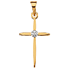 14k Yellow Gold .005 ct tw Diamond Slender Cross Pendant