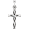 14kt White Gold Diamond Rope Textured Cross