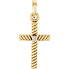 14kt Yellow Gold Diamond Rope Textured Cross