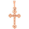 14k Rose Gold Beaded Latin Cross Pendant 3/4in