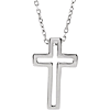 14k White Gold Open Cross Necklace 18in