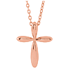 14k Rose Gold Small Tapered Cross Necklace