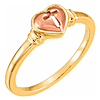 10k Rose and Yellow Gold Heart with Cross Ring