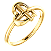 14k Yellow Gold Heart Sideways Cross Ring