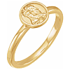 14K Yellow Gold Jesus Ring with Round Border