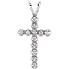 14kt White Gold 1/8 ct Diamond Cross with V Bail