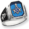 Octagonal Blue Lodge Ring - 14k White Gold